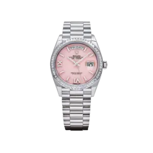 Rolex Day-Date 36 128396TBR Platinum Pink Opal Diamond Dial and Bezel